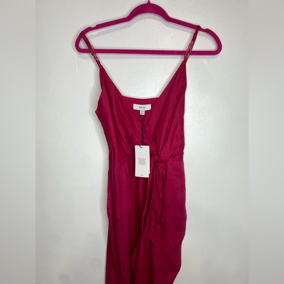 NWT REISS Emilia Tie Front Linen Jumpsuit SIZE 6 - Picture 4 of 12